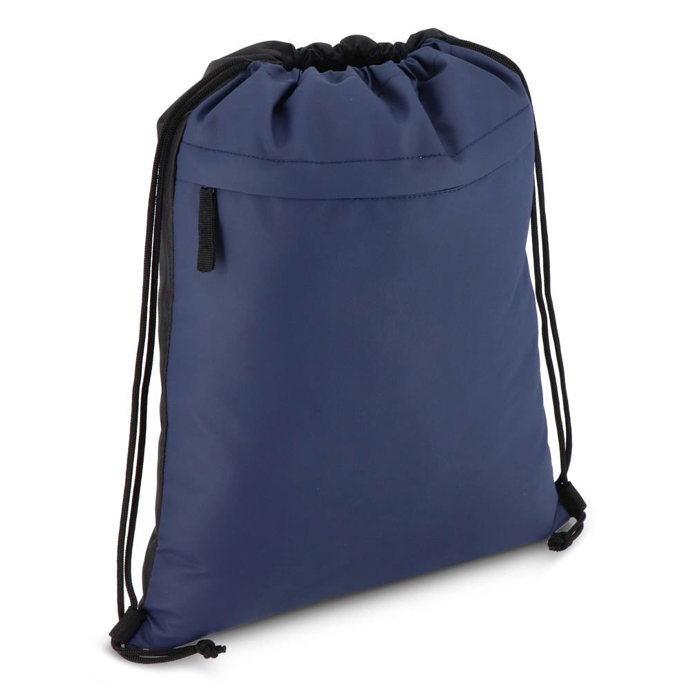 PU gecoorde 600D gerecycled PET trekkoordtas 33 x 42 cm - Donkerblauw