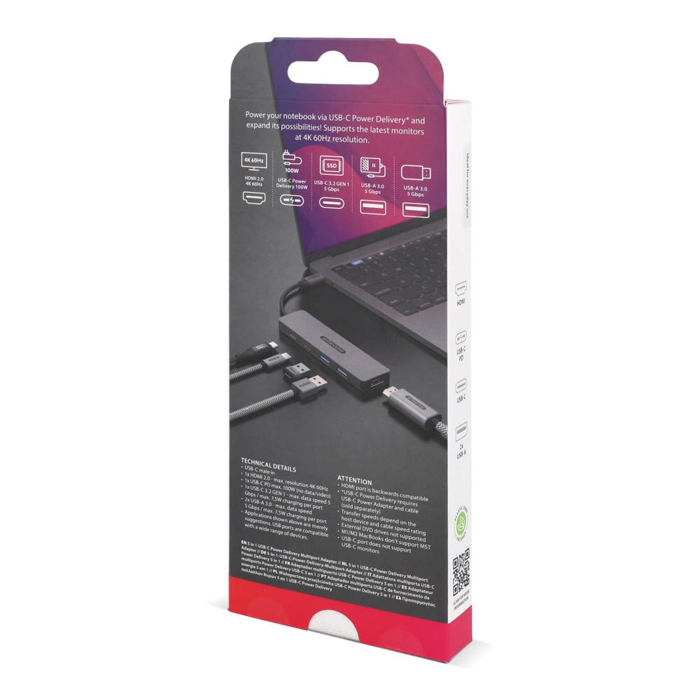 Sitecom CN-5502 5 in 1 USB-C Power Delivery Multiport Adapter