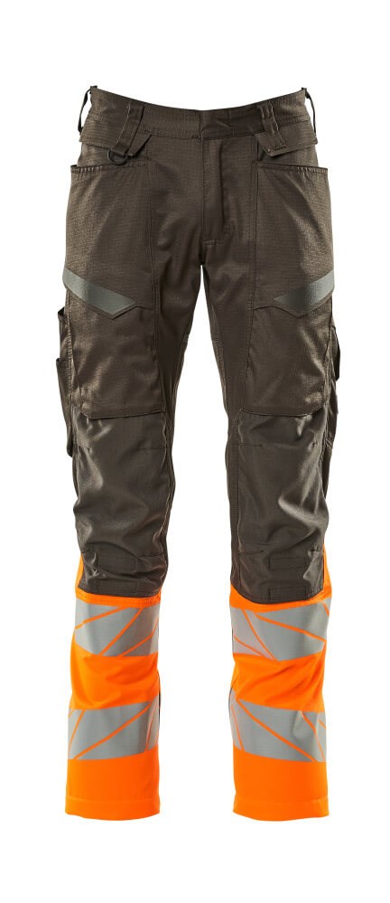 Broek met kniezakken - donkerantraciet/hi-vis oranje