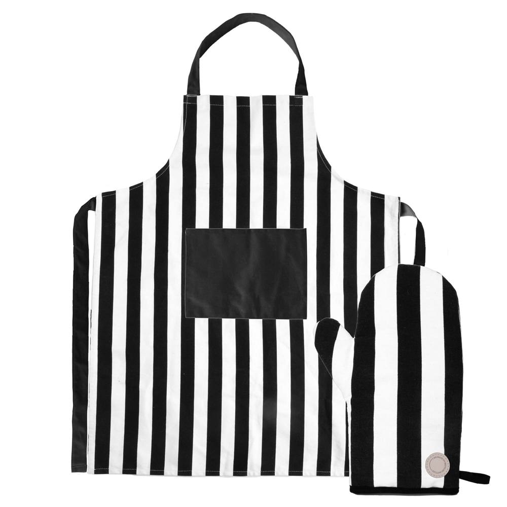 Sagaform Aron schort &amp; BBQ handschoen set - Wit / Zwart