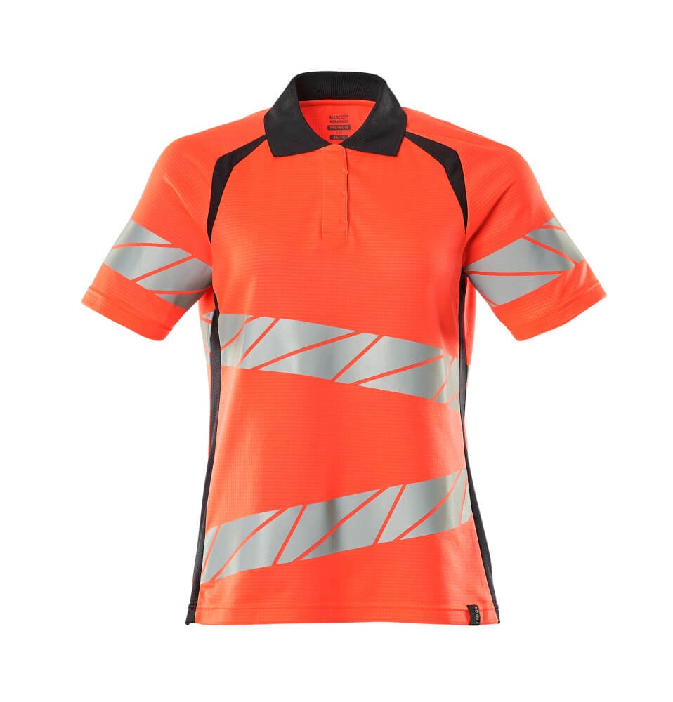 Poloshirt - hi-vis rood/donkermarine