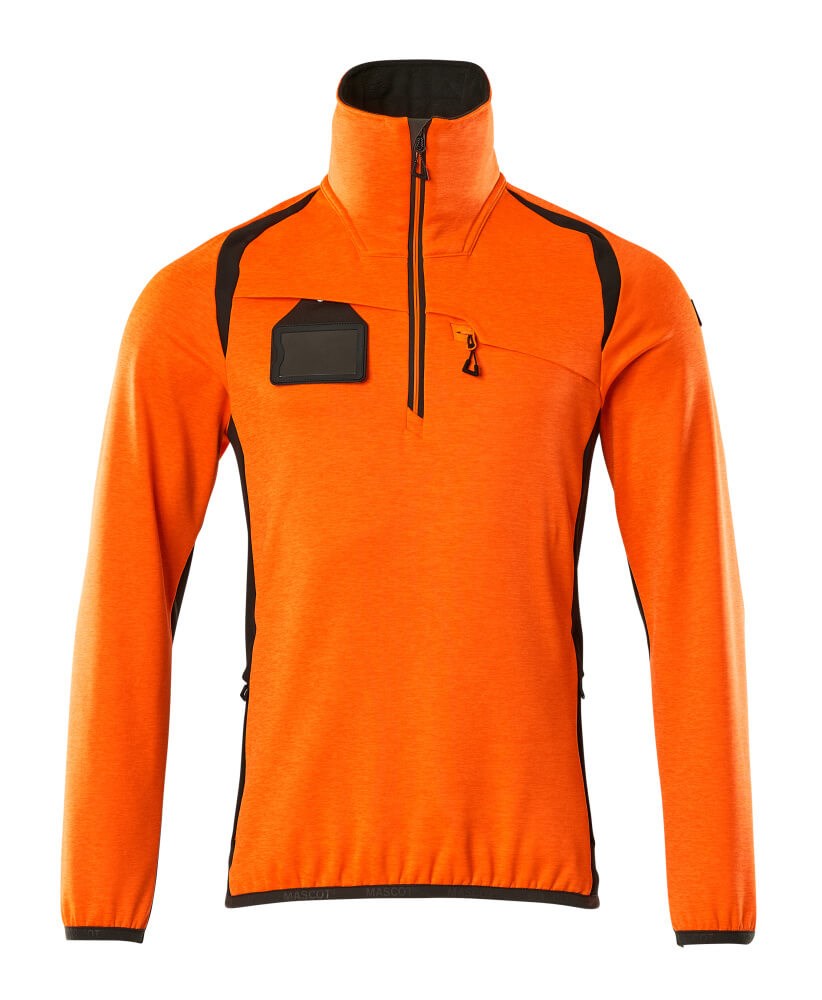 Fleecetrui met korte rits - hi-vis oranje/donkerantraciet