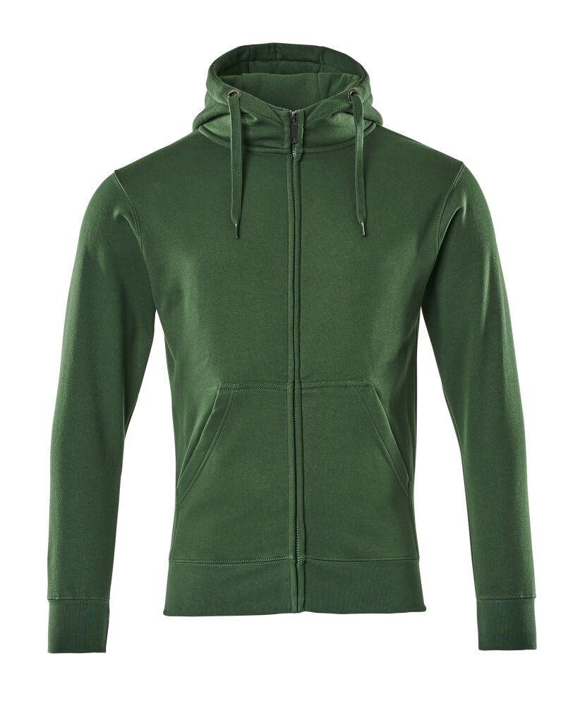Capuchontrui met rits - Groen