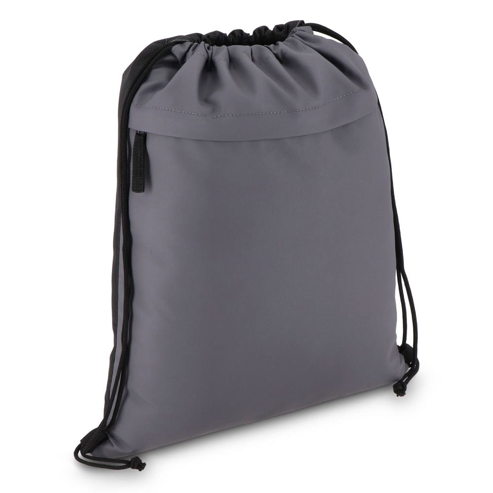 PU gecoorde 600D gerecycled PET trekkoordtas 33 x 42 cm - Grijs