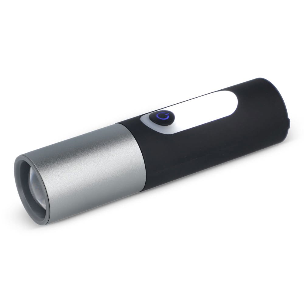 Oplaadbare 10 W LED-zaklamp met zoomfunctie 300 lm - Zwart