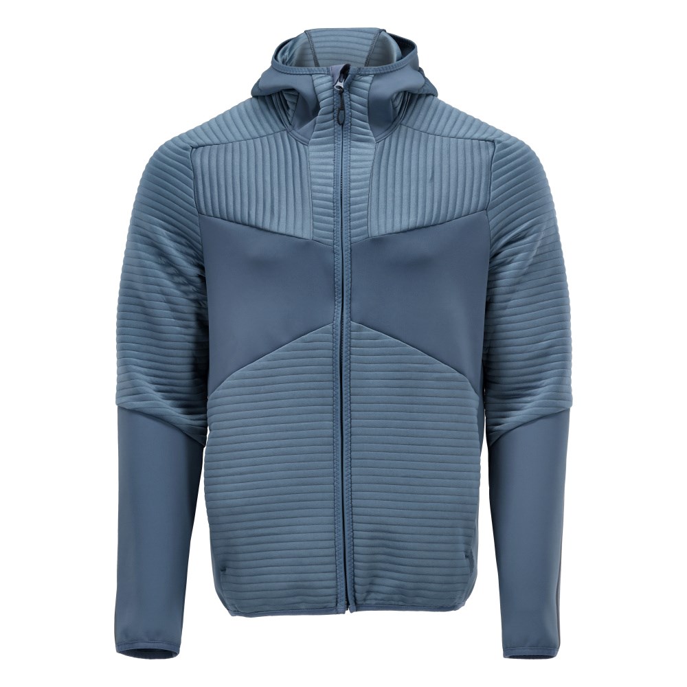 Fleece capuchontrui met rits - steenblauw