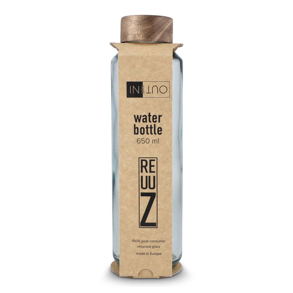 InSideOut Gerecyclede glazen Waterfles ReuuZ met houten dop 650 ml