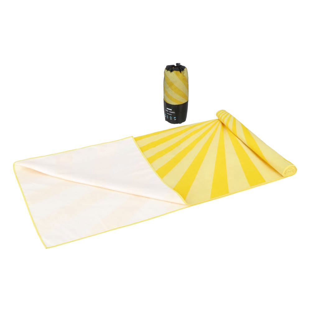 R-PET sneldrogende strandlaken 100x180cm met opbergzak (200g/m²) sublimatie - Geel