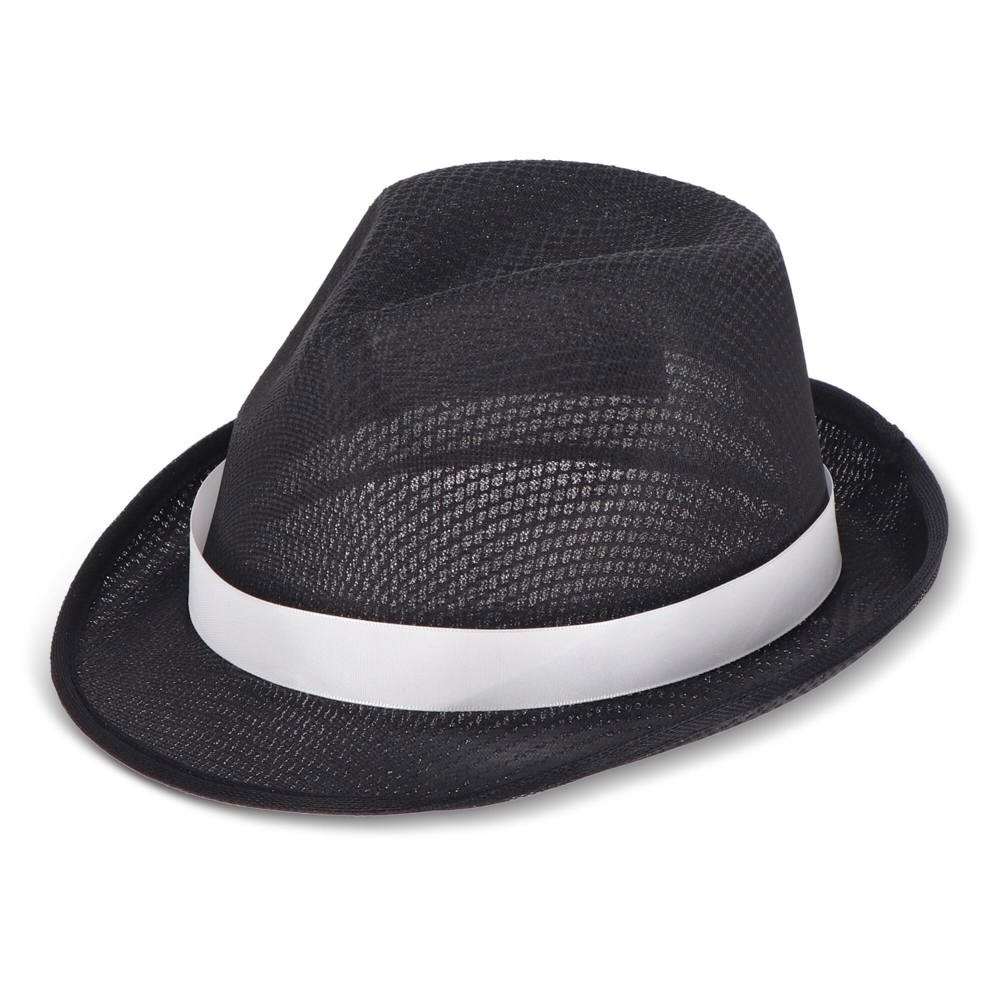 Polyester hoed met band - Zwart