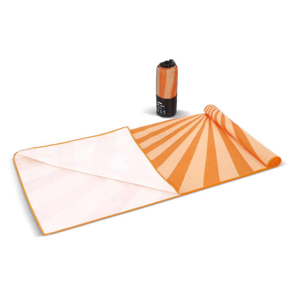 R-PET sneldrogende strandlaken 100x180cm met opbergzak (200g/m²) sublimatie - Oranje