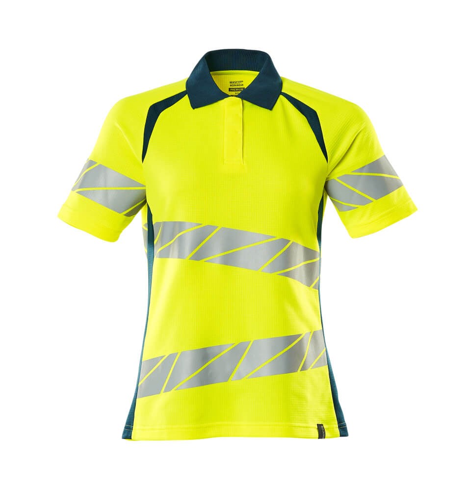 Poloshirt - hi-vis geel/donkerpetrol