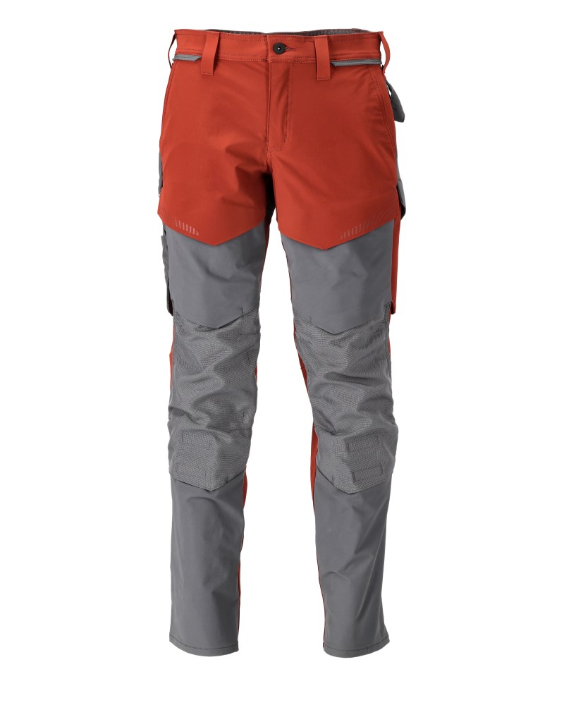 Broek met kniezakken - herfstrood/steengrijs