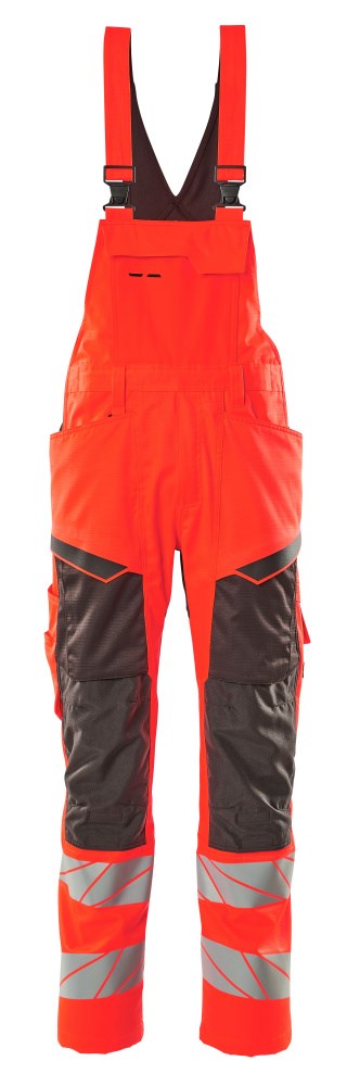 Amerikaanse overall met kniezakken - hi-vis rood/donkerantraciet