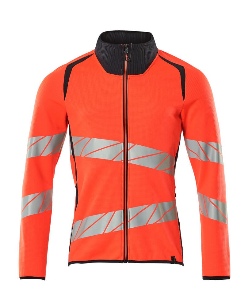 Sweatshirt met rits - hi-vis rood/donkermarine