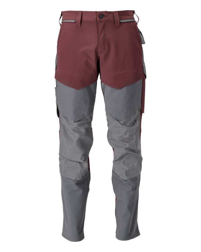 Broek met kniezakken - bordeaux/steengrijs