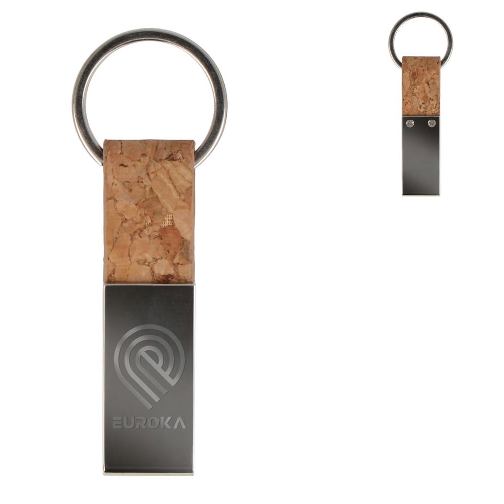 Sleutelhanger rechthoekig kurk &amp; metaal