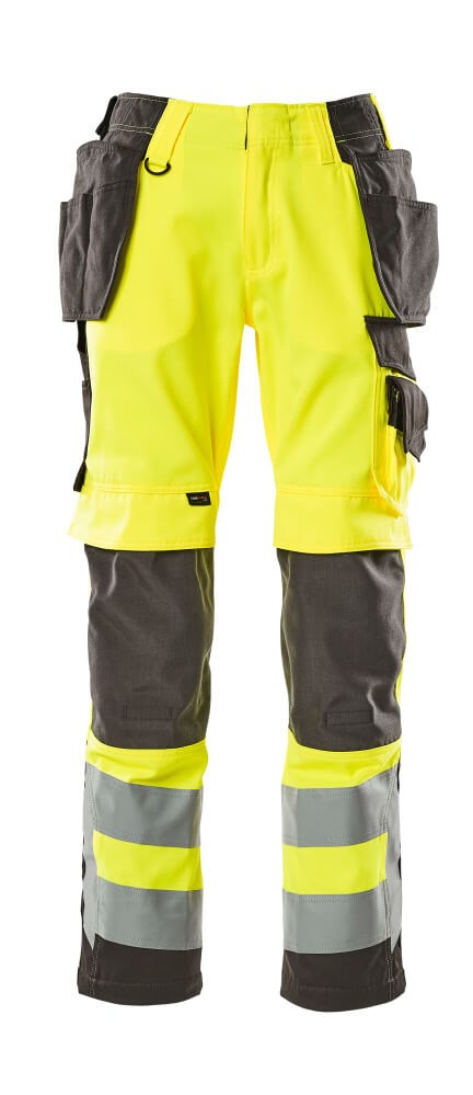 Broek met spijkerzakken - hi-vis geel/donkerantraciet