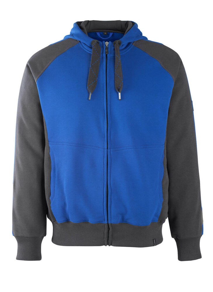 Capuchontrui met rits - korenblauw/donkermarine