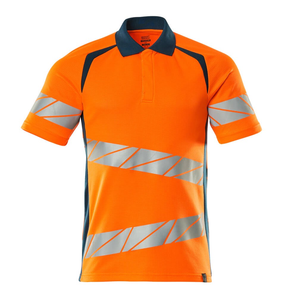 Poloshirt - hi-vis oranje/donkerpetrol