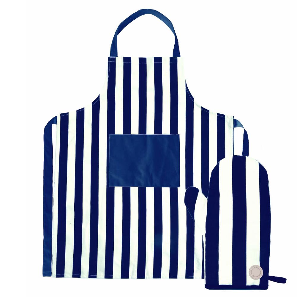 Sagaform Aron schort &amp; BBQ handschoen set - Wit / Blauw