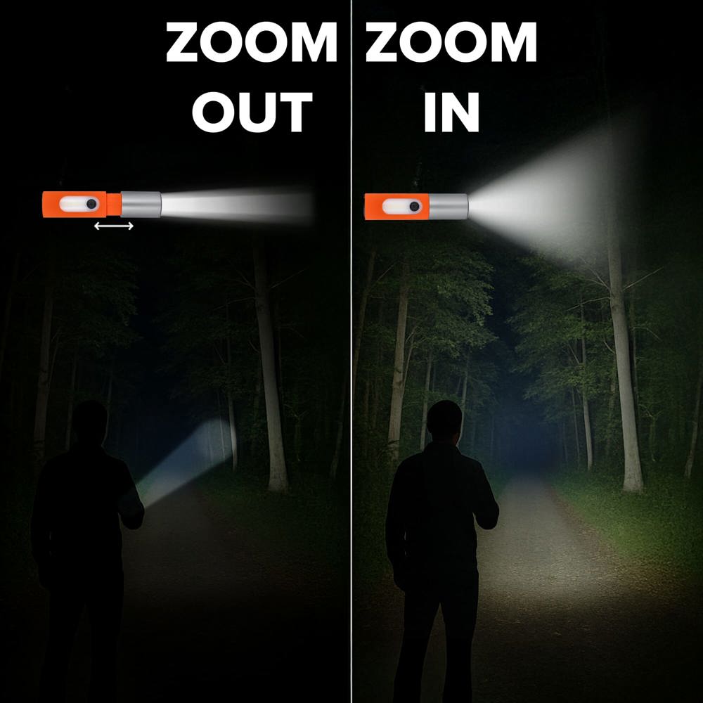 Oplaadbare 10 W LED-zaklamp met zoomfunctie 300 lm
