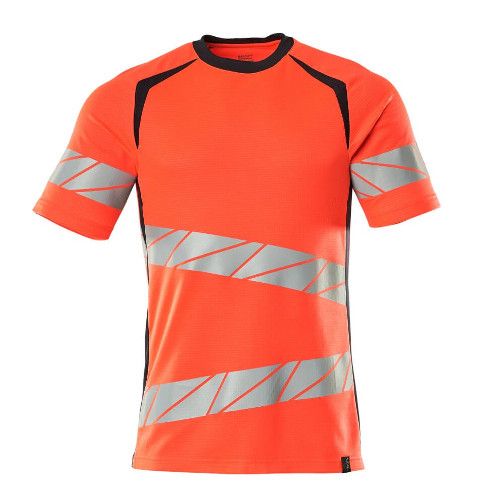 T-shirt - hi-vis rood/donkermarine
