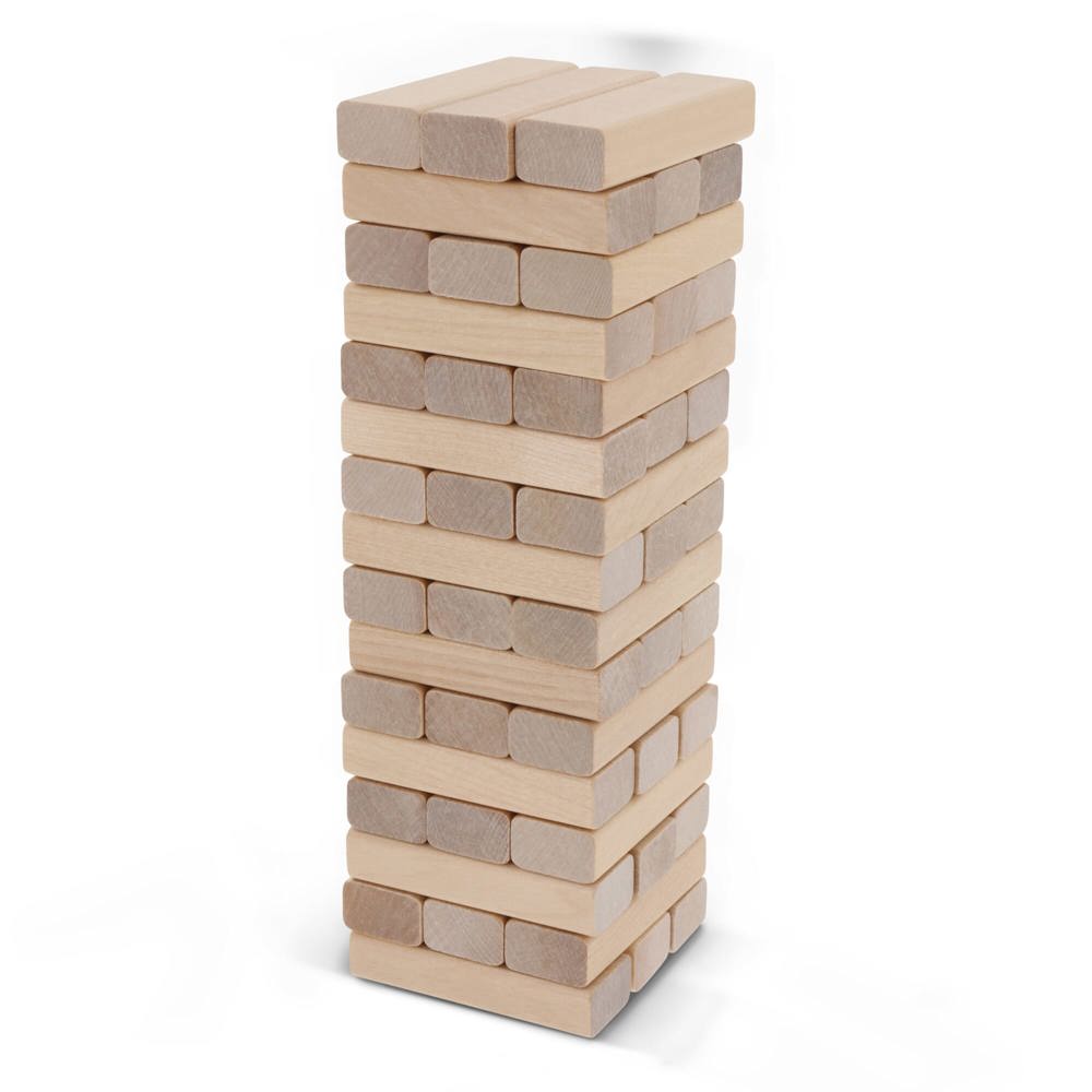 Houten toren spel in katoenen etui