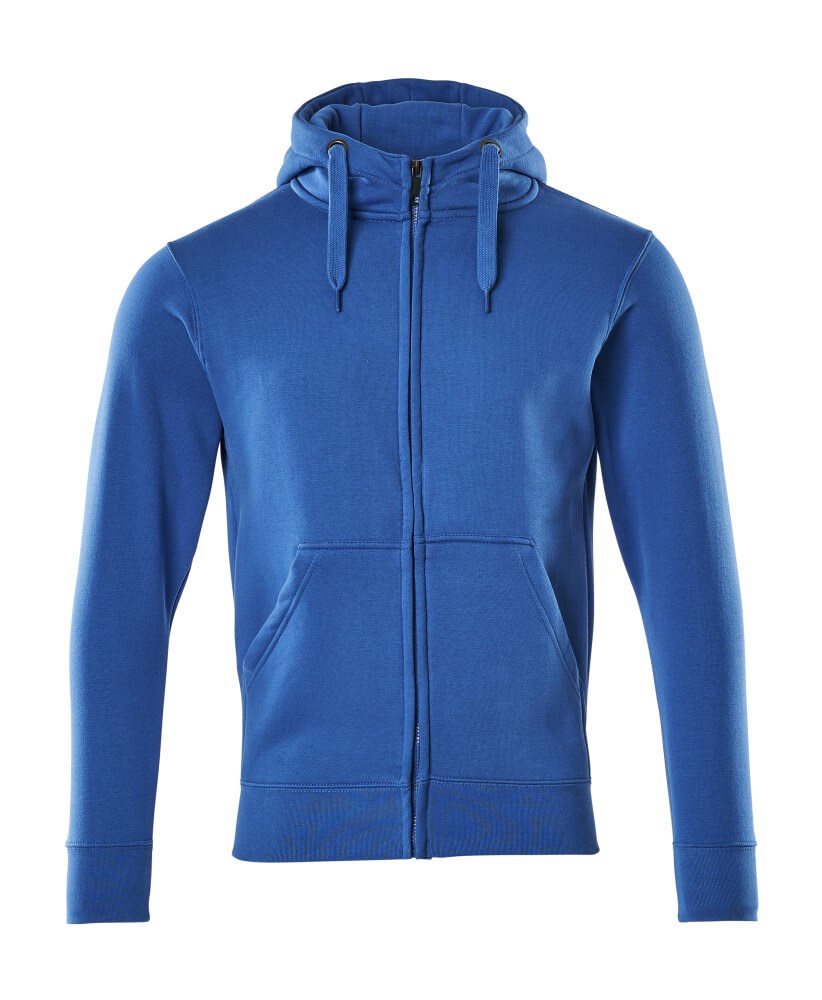 Capuchontrui met rits - helder blauw