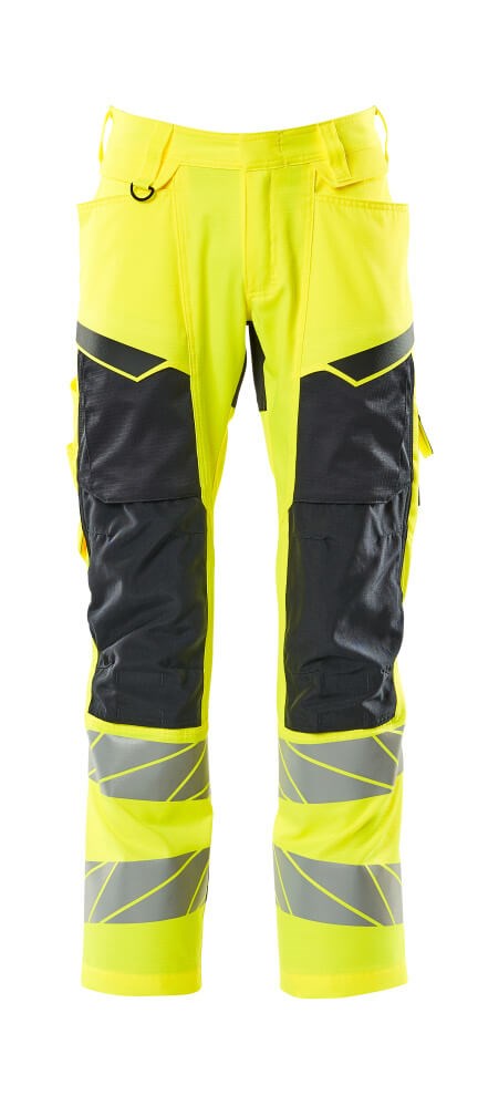 Broek met kniezakken - hi-vis geel/donkermarine