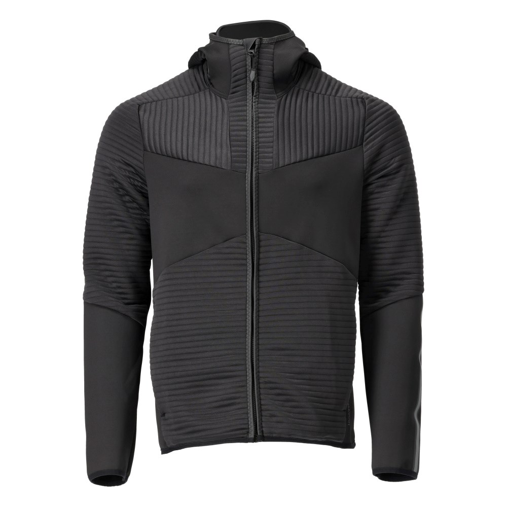 Fleece capuchontrui met rits - Zwart