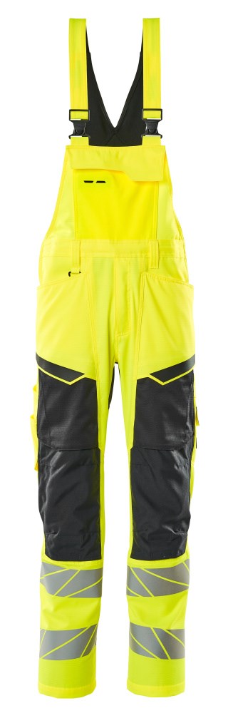 Amerikaanse overall met kniezakken - hi-vis geel/zwart
