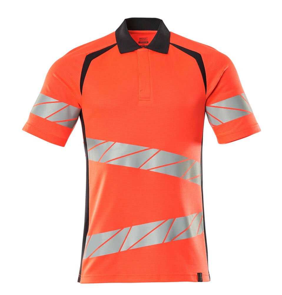 Poloshirt - hi-vis rood/donkermarine