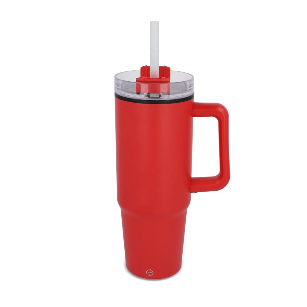 Miami beker met handvat en rietje 800ml - Rood