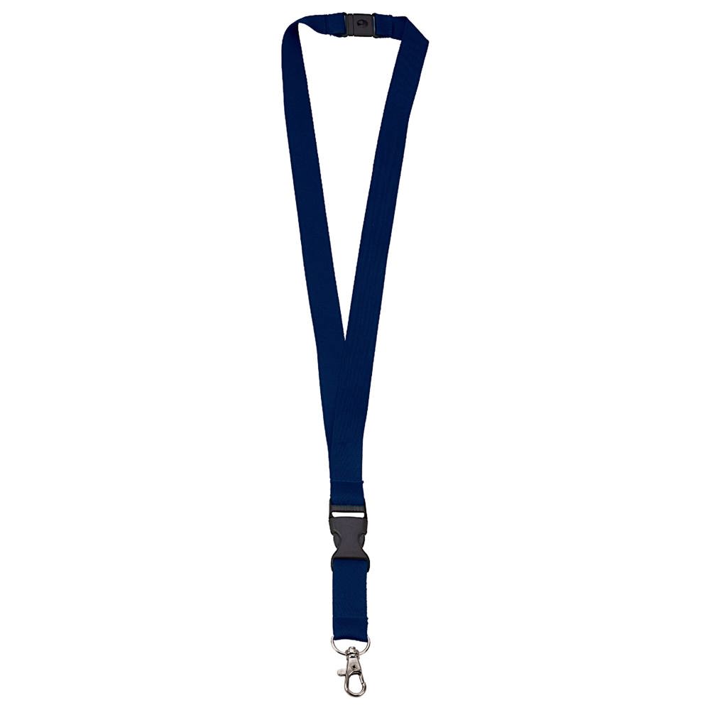 Polyester lanyard 20 mm met gesp en haak - Navy Blue 289C