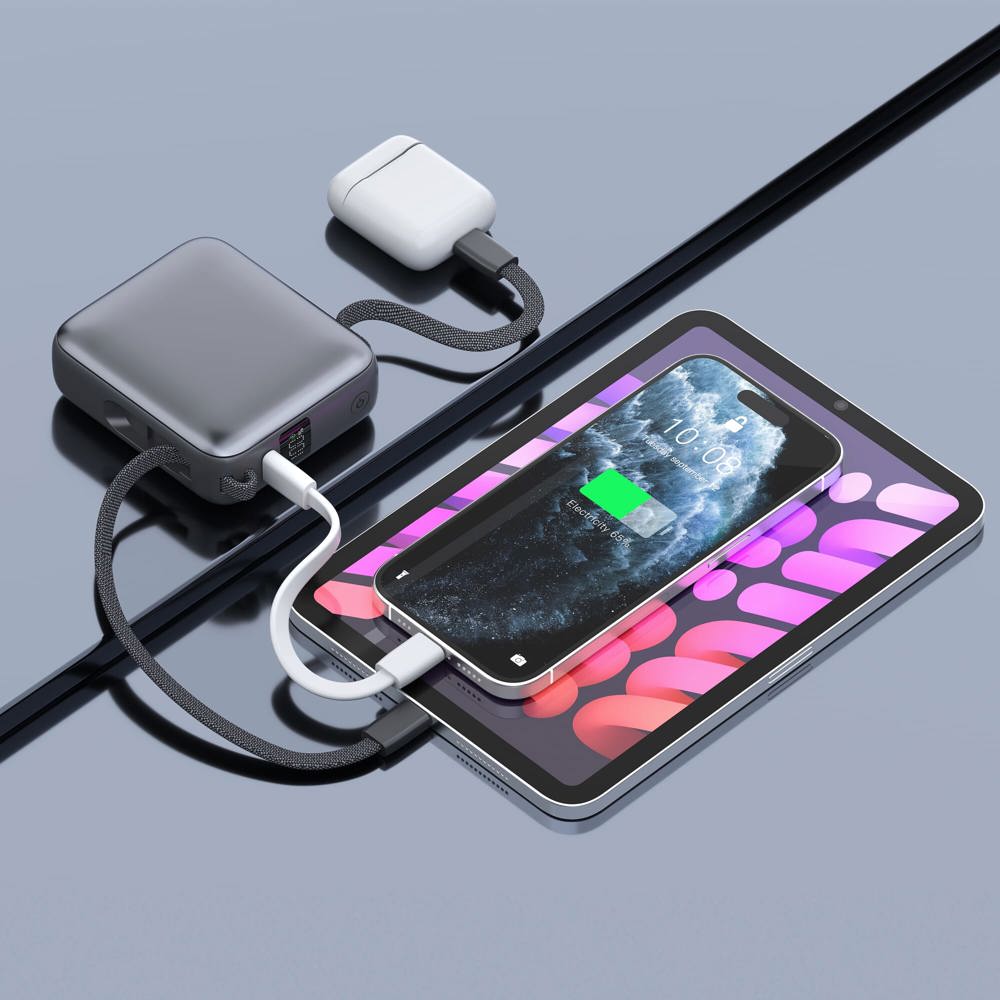 Nova Powerbank 22.5W Power Delivery met ingebouwde kabels 10000 mAh