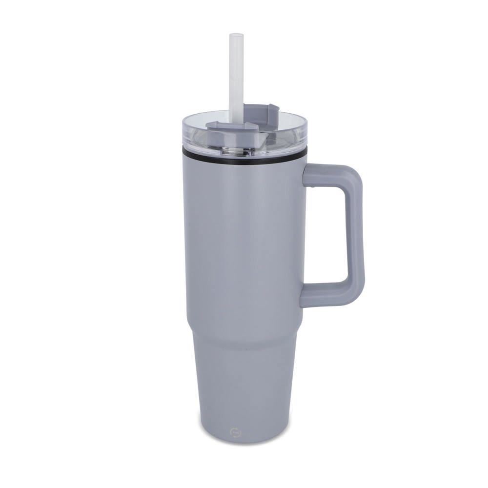 Miami beker met handvat en rietje 800ml - Grijs