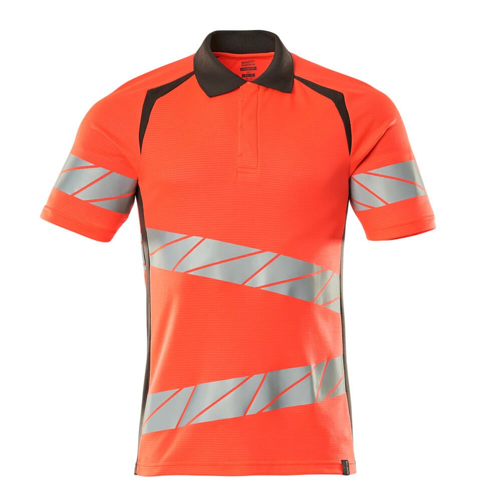 Poloshirt - hi-vis rood/donkerantraciet