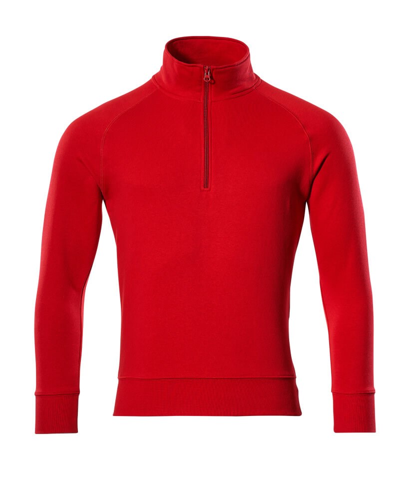 Sweatshirt met korte rits - signaalrood