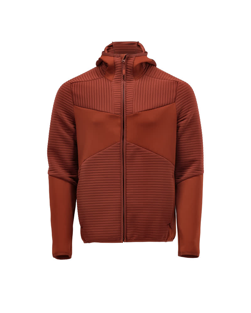 Fleece capuchontrui met rits - herfstrood
