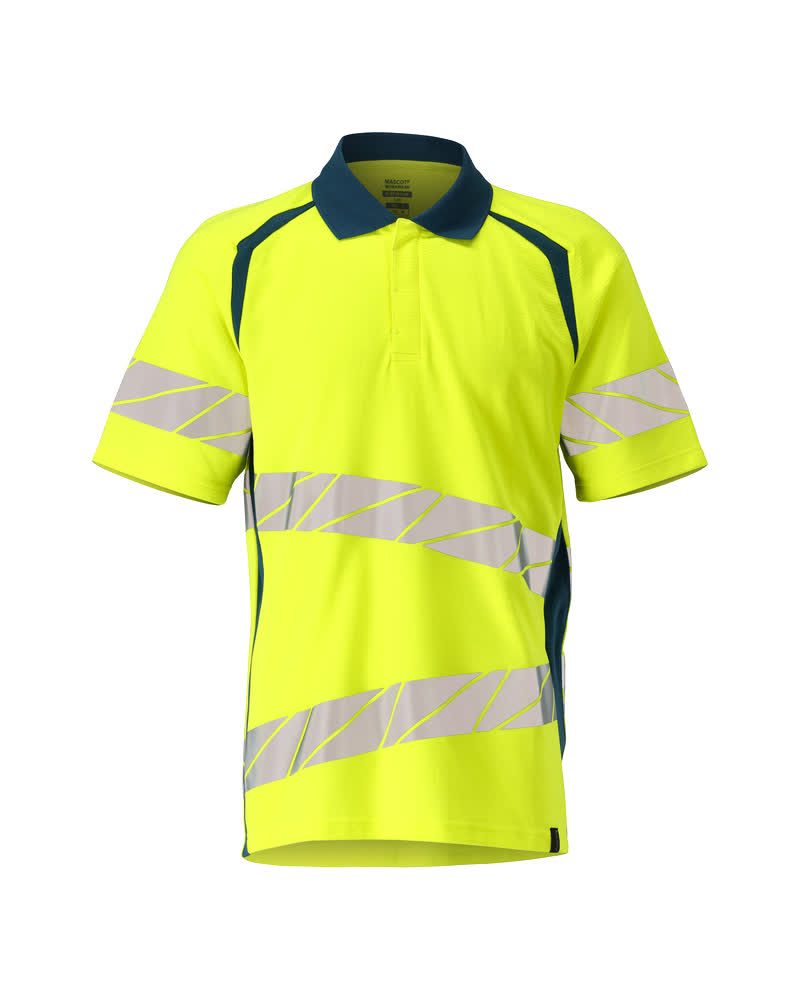 Poloshirt - hi-vis geel/donkerpetrol