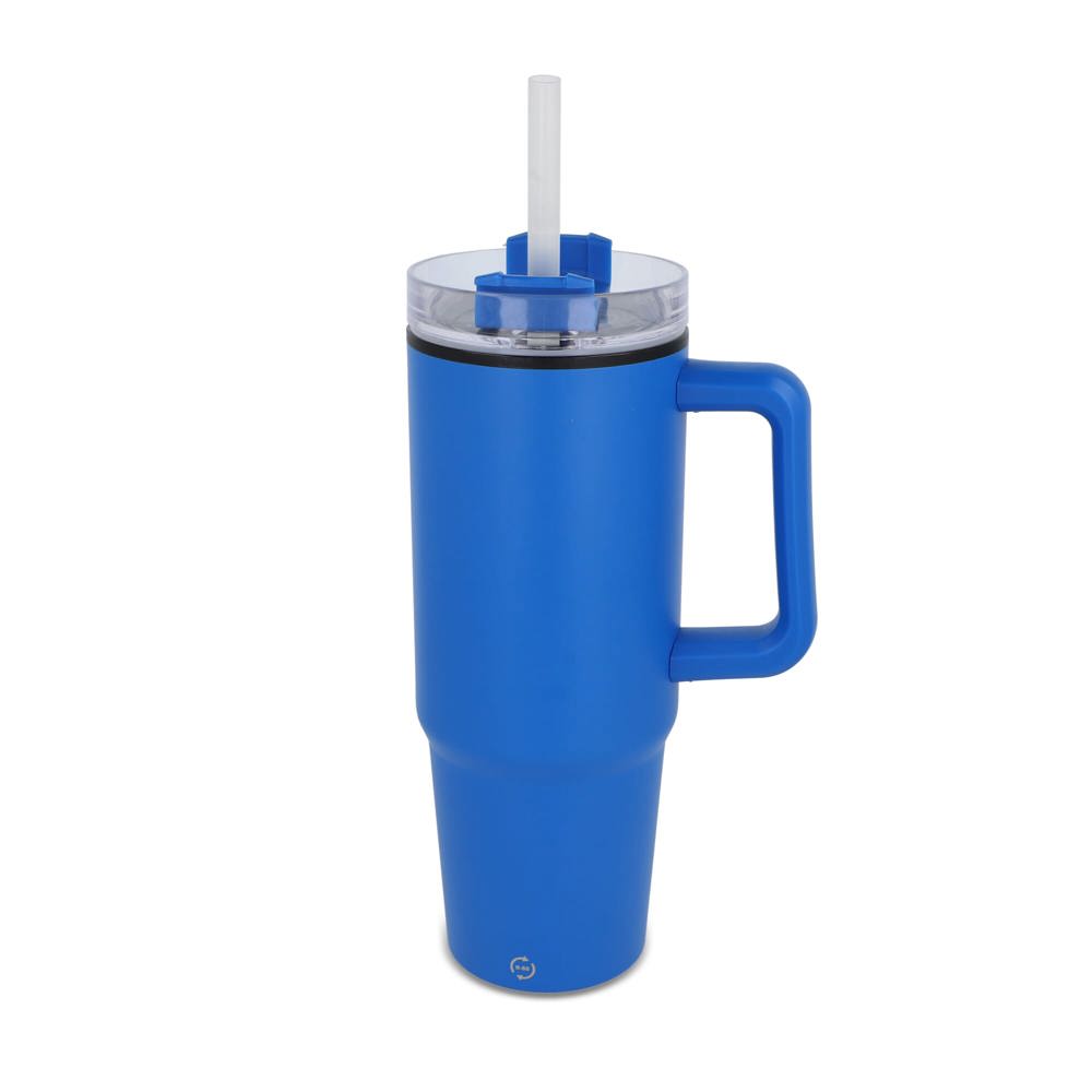 Miami beker met handvat en rietje 800ml - Blauw