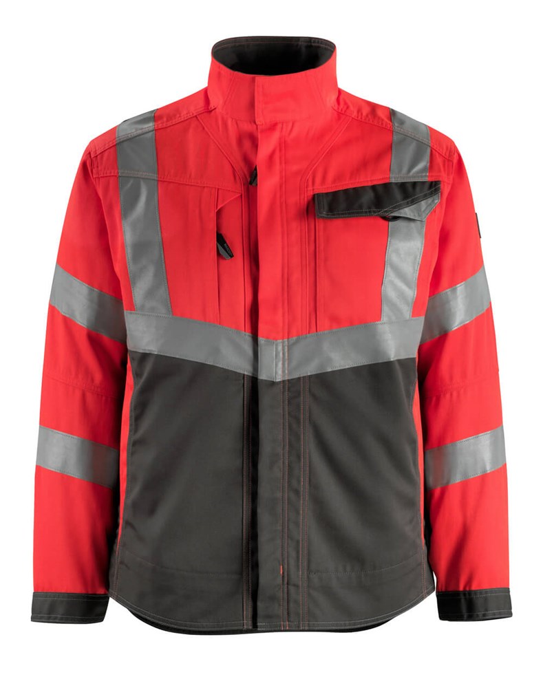 Jas - hi-vis rood/donkerantraciet