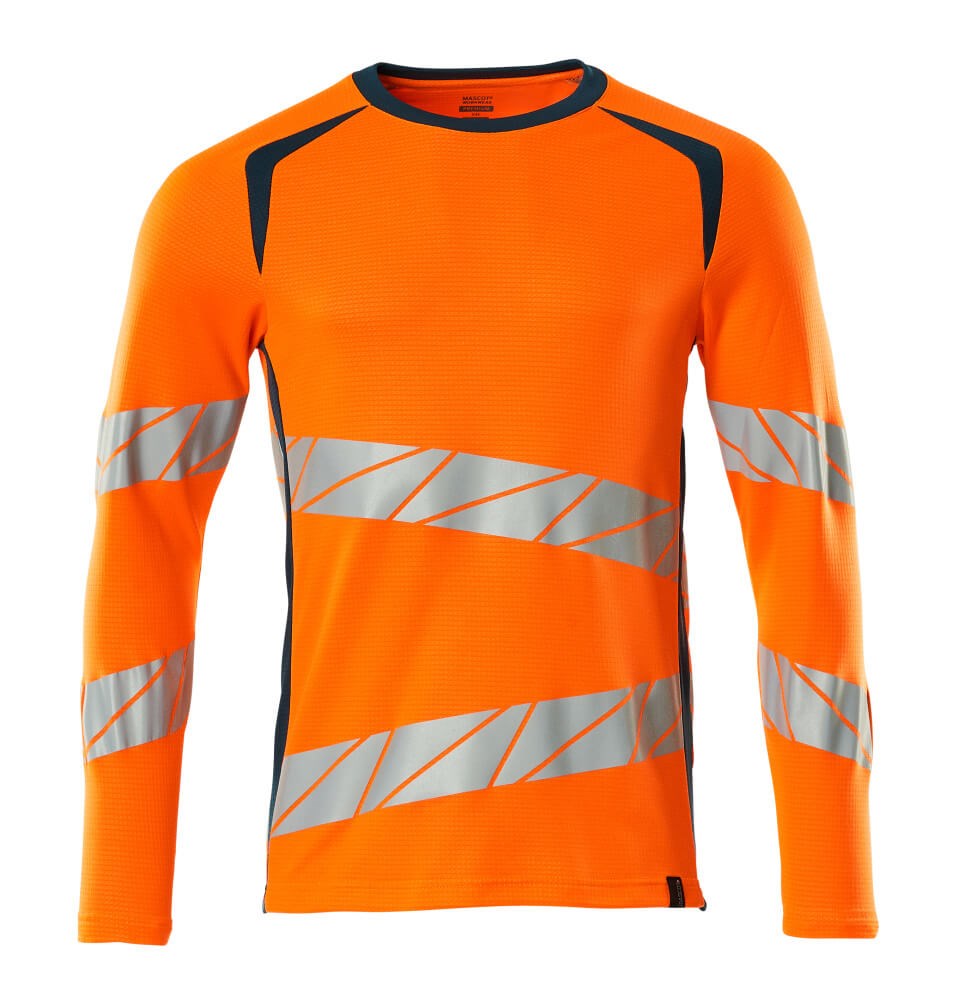 T-shirt, met lange mouwen - hi-vis oranje/donkerpetrol