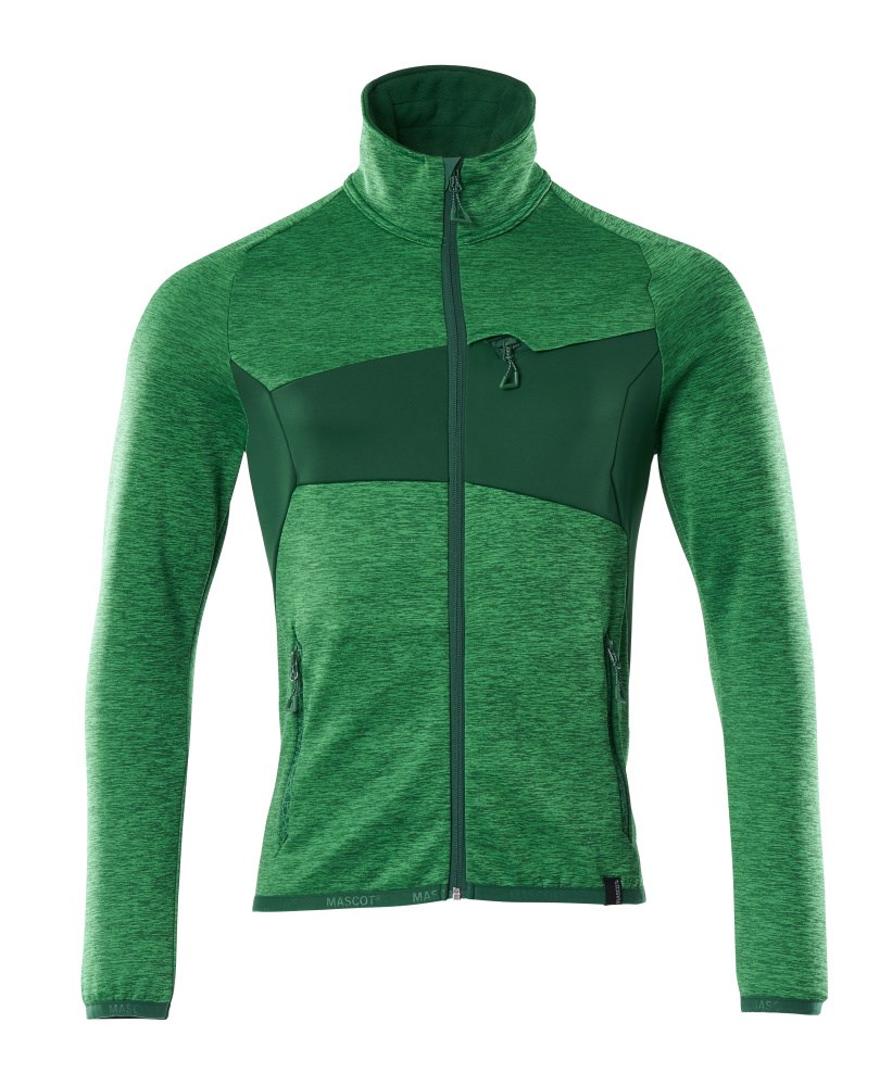 Fleecetrui met rits - helder groen/groen