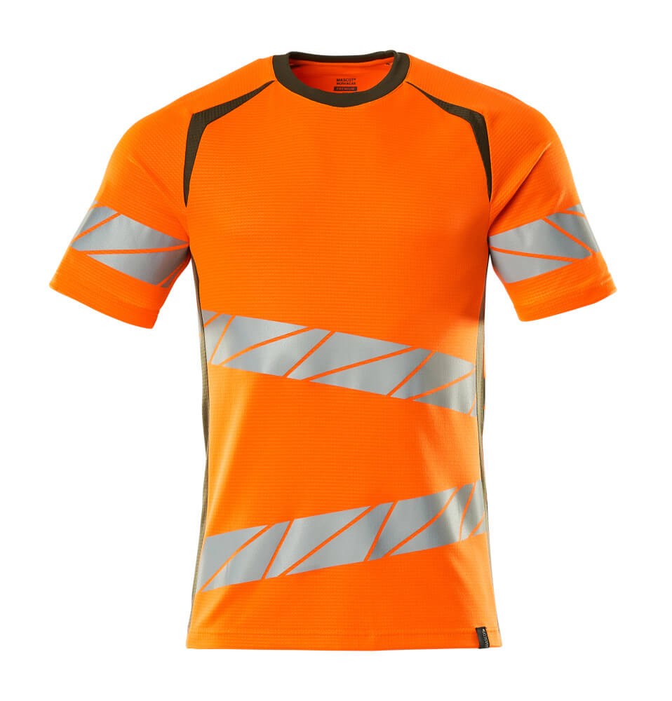 T-shirt - hi-vis oranje/mosgroen