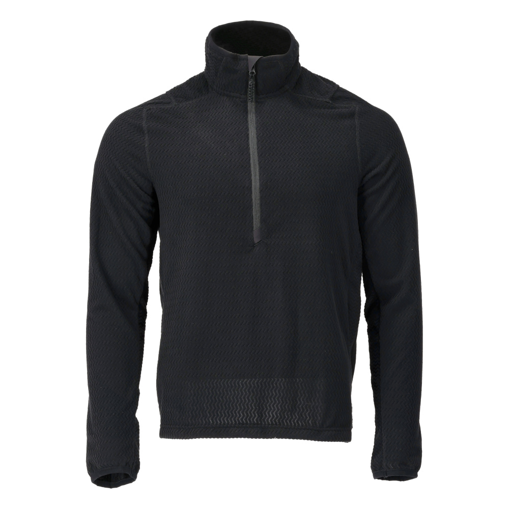 Microfleece trui met korte rits - Zwart