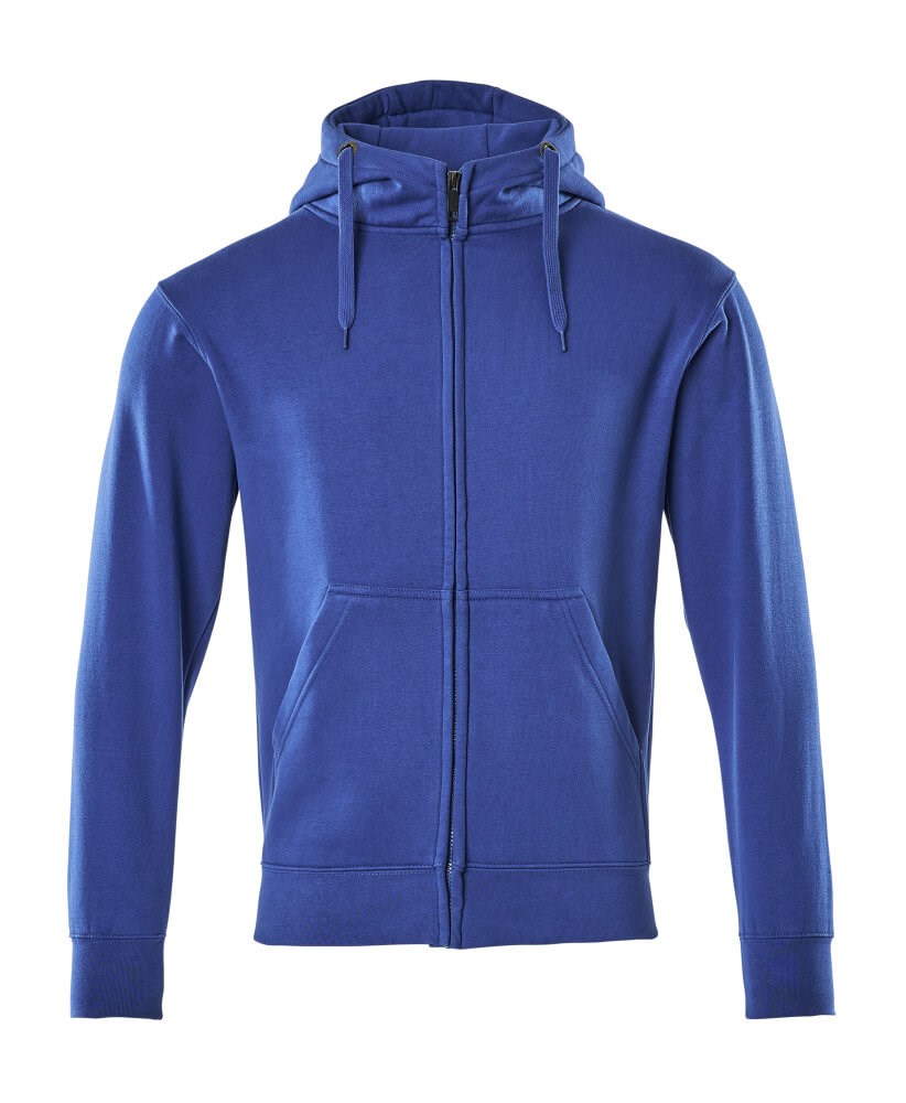Capuchontrui met rits - korenblauw