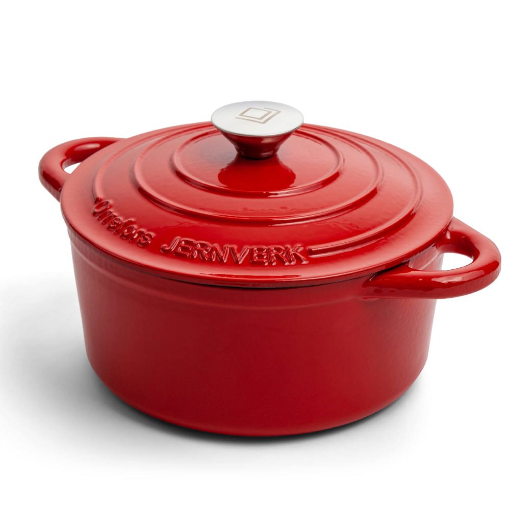 Orrefors Jernverk grote geëmailleerde braadpan 5L - Rood