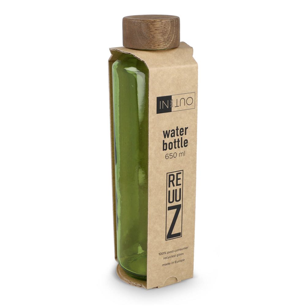 InSideOut Gerecyclede glazen Waterfles ReuuZ met houten dop 650 ml