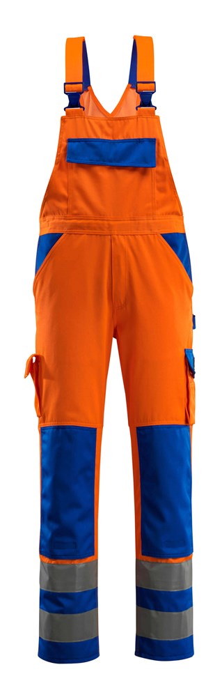 Amerikaanse overall met kniezakken - hi-vis oranje/korenblauw